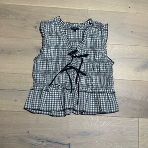 Rails Martine Gingham Smocked Ruffle Crop Top